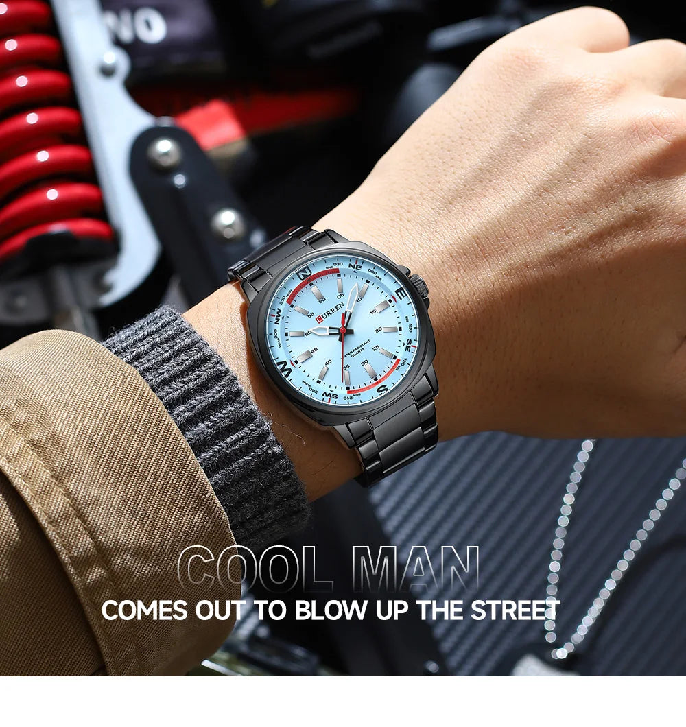 Curren Orologio Da Polso Da Uomo Quarzo Per Business Casual Con Cinturino In Acciaio Inossidabile Impermeabile 8455