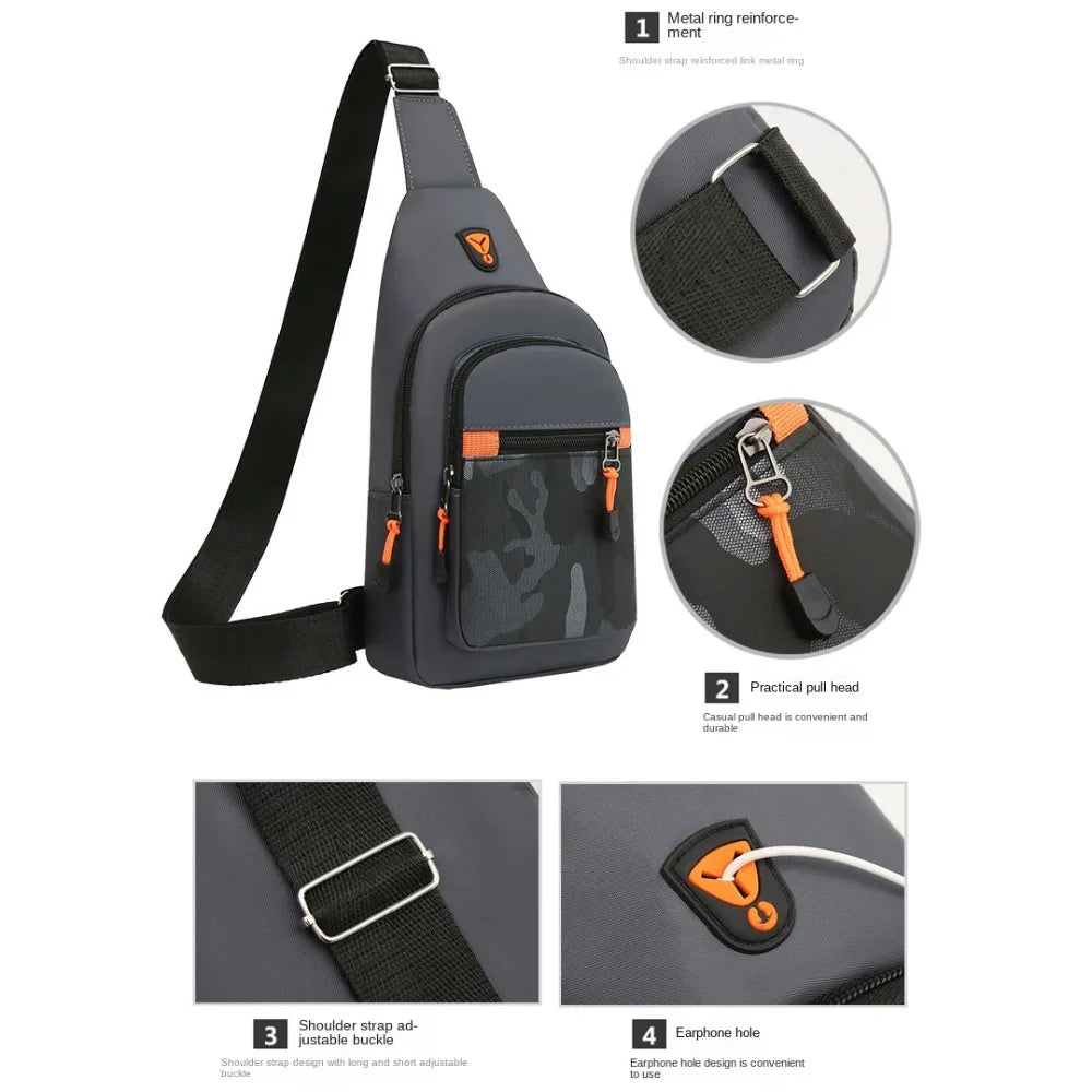 Borsa Da Petto Da Uomo In Tessuto Oxford Nero Grigio Blu Marsupio Grande Capacità Con Tracolla Unisex Sportiva Esterno
