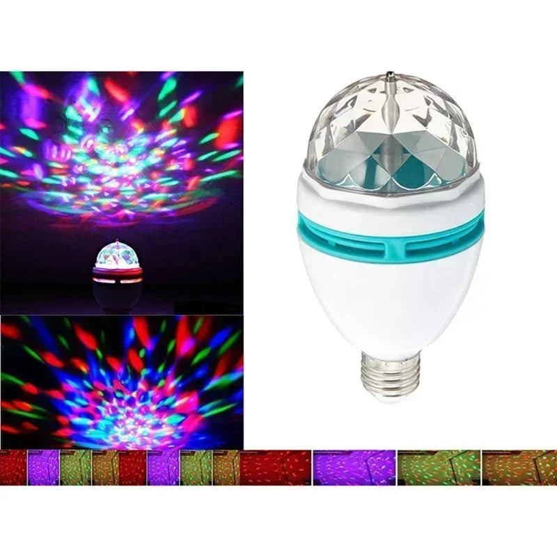 Lampada E27 Disco Rotante RGB LED Stroboscopica Per Festa Compleanno Club Bar KTV Halloween Natale Luce Cristallo