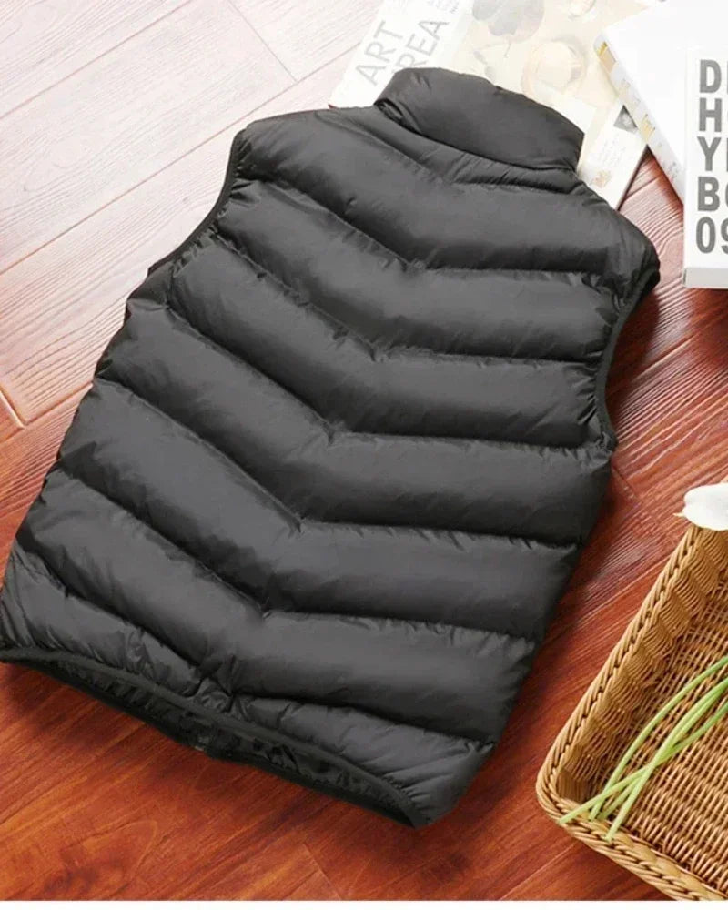 Puffer Senza Maniche Da Uomo 2024 Colletto Mandarino Giacca Piumino Inverno Caldo Gilet Outwear Abbigliamento Uomo