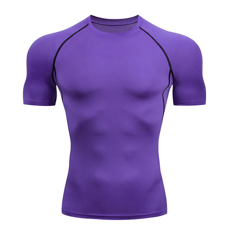 Maglietta Uomo Compressionata Da Corsa A Maniche Corte Per Allenamento Fitness E Jogging Rashguard Ad Asciugatura Rapida