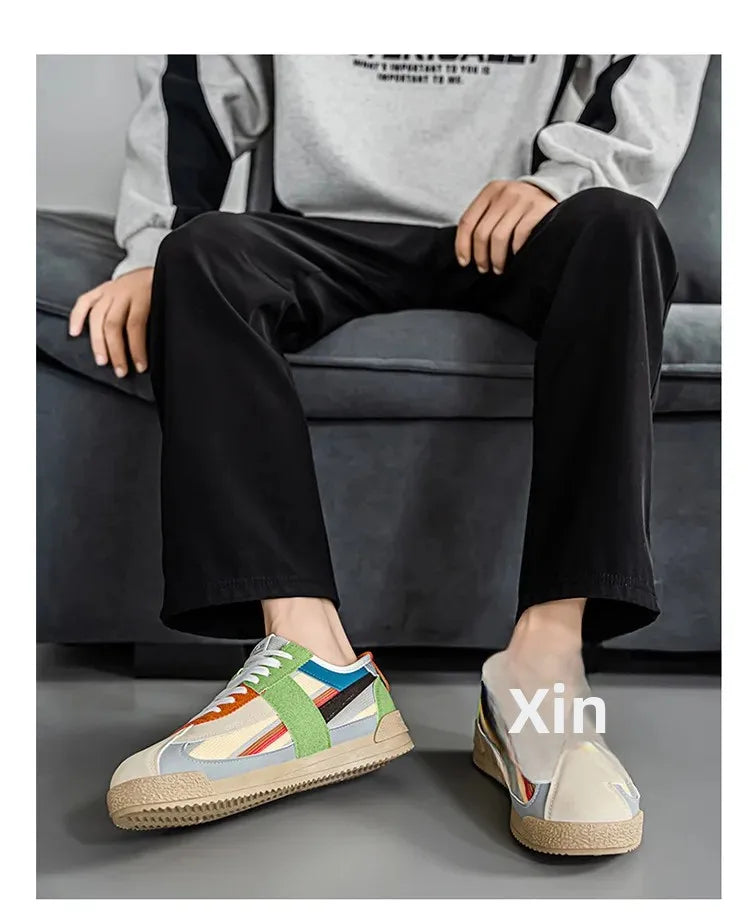 Scarpe Casual Uomo Traspiranti In Tela Versione Aggiornata Primavera Estate Punta Tonda Fodera In Poliestere