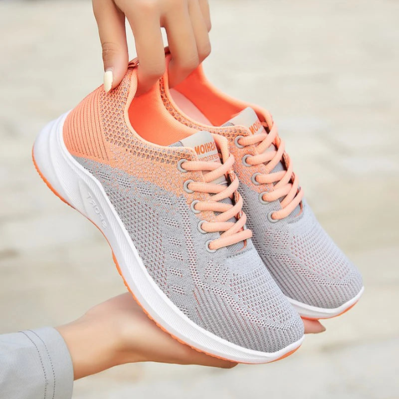 Scarpe Da Ginnastica Da Donna Vulcanizzate Air Mesh Morbide E Leggere Con Plateau Basso Da 1 A 3 Cm Lacci Scarpe Casual