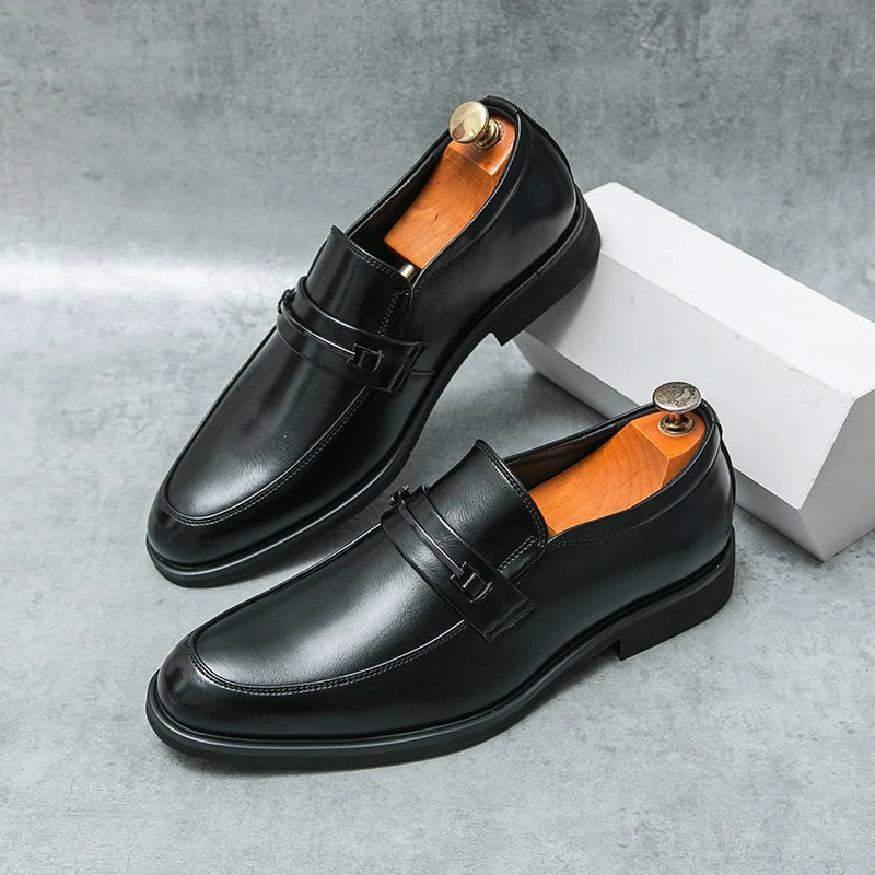 Scarpe Formali In Pelle Da Uomo Mocassini Slip On Classico Punta Tonda Traspirante Antiscivolo Per Ufficio Matrimonio