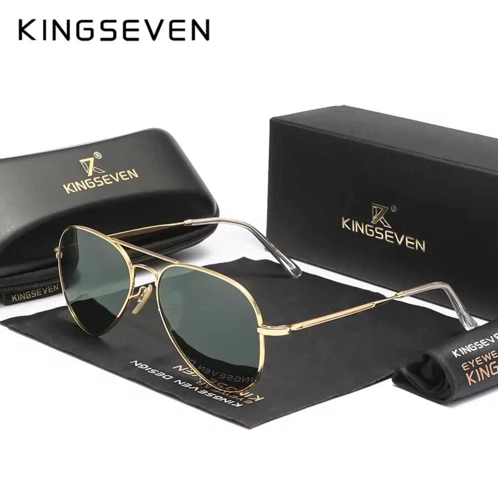 Kingseven Occhiali Da Sole Pilota In Lega Polarizzati UV400 Antiriflesso Full Frame Da Donna Lusso Retrò