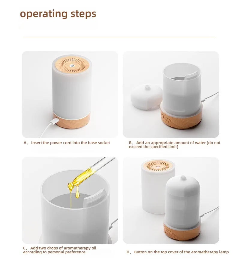 Umidificatore Diffusore Di Oli Essenziali Con Venature Del Legno Spruzzatore Automatico LED Per Profumo Camera Da Letto