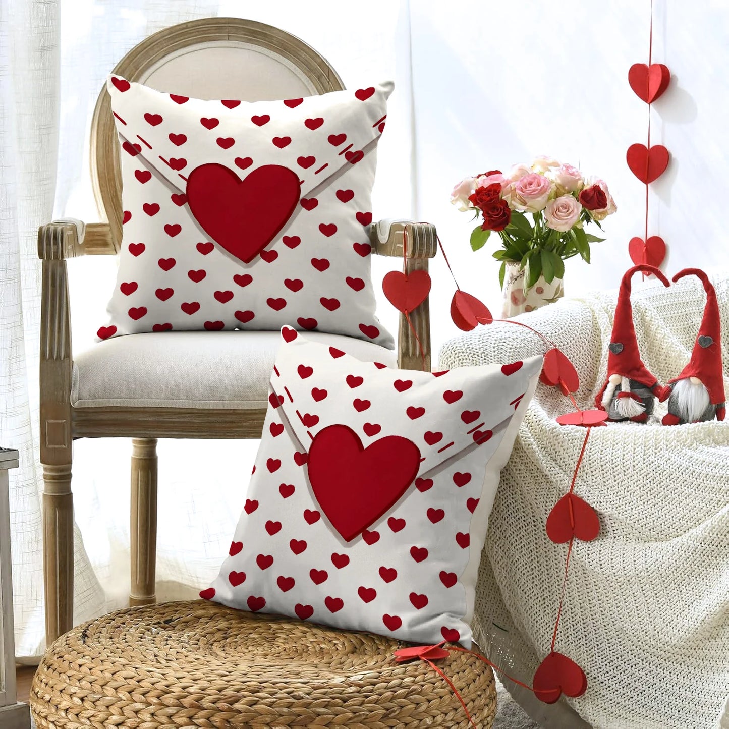 Due Fodere Per Cuscino San Valentino Con Busta D Amore Per Decorazione Divano E Anniversario Di Matrimonio