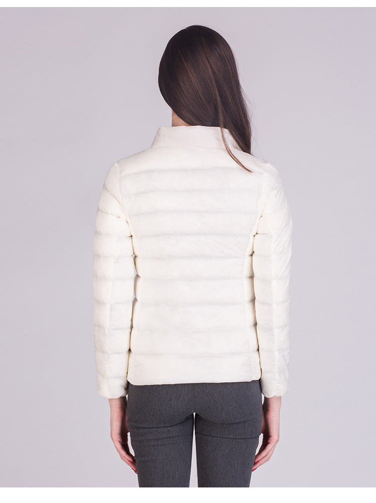 Cappotto Imbottito Femminile Ultraleggero Ripiegabile Collo Alla Coreana Slim Fit Da Ufficio 2023 Nuovi Arrivi