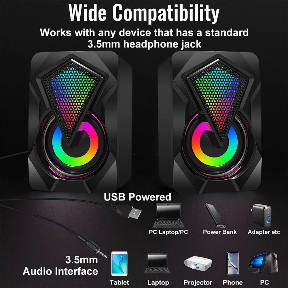 Mini Altoparlante In Cristallo Con Luce RGB Per Computer Alimentatore USB Ausiliario E Porta 3 5 Mm Adatto A Monitor