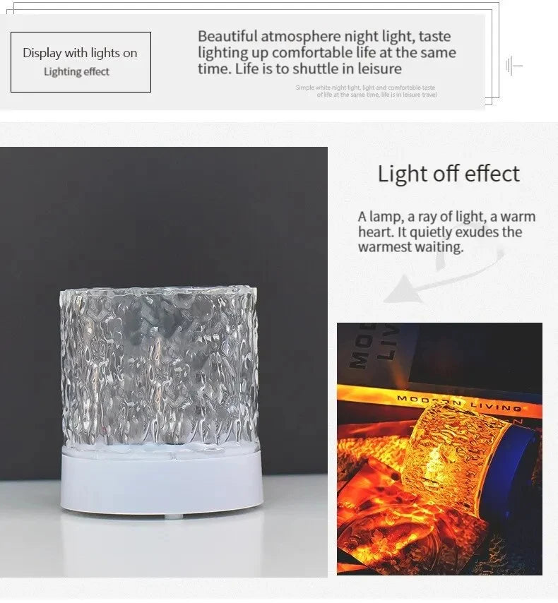 LED Water Ripple Light Luce Notturna in Cristallo RGB Dimmable Lampada da Tavolo Decorazione Casa Regalo Colorato