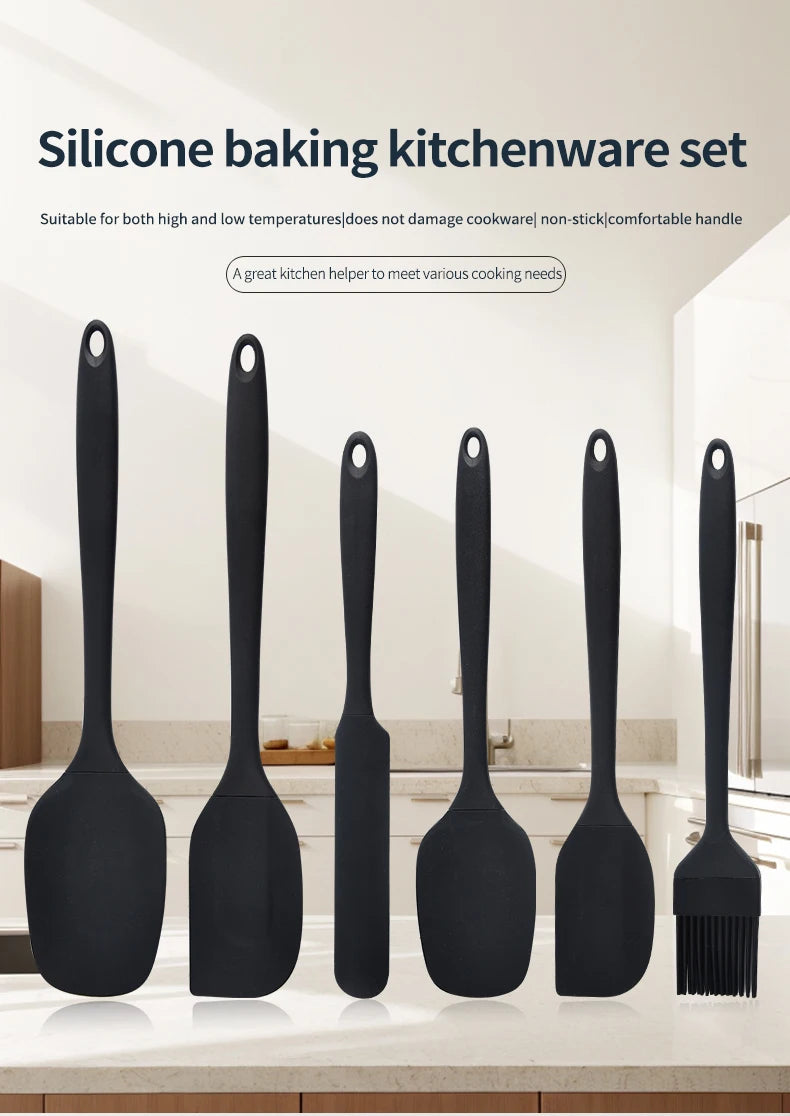 Set Di Utensili Da Cucina In Silicone Sei Pezzi Con Spatola Raschietto Integrato Per Crema Spazzola Per Olio