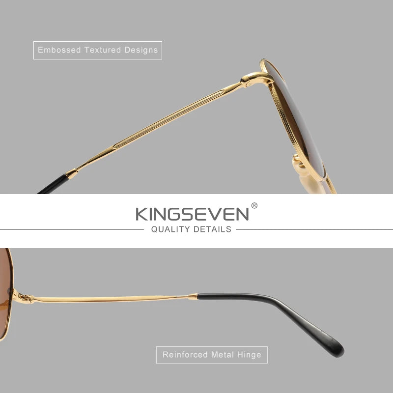 Kingseven Occhiali Da Sole Pilota In Lega Polarizzati UV400 Antiriflesso Full Frame Da Donna Lusso Retrò