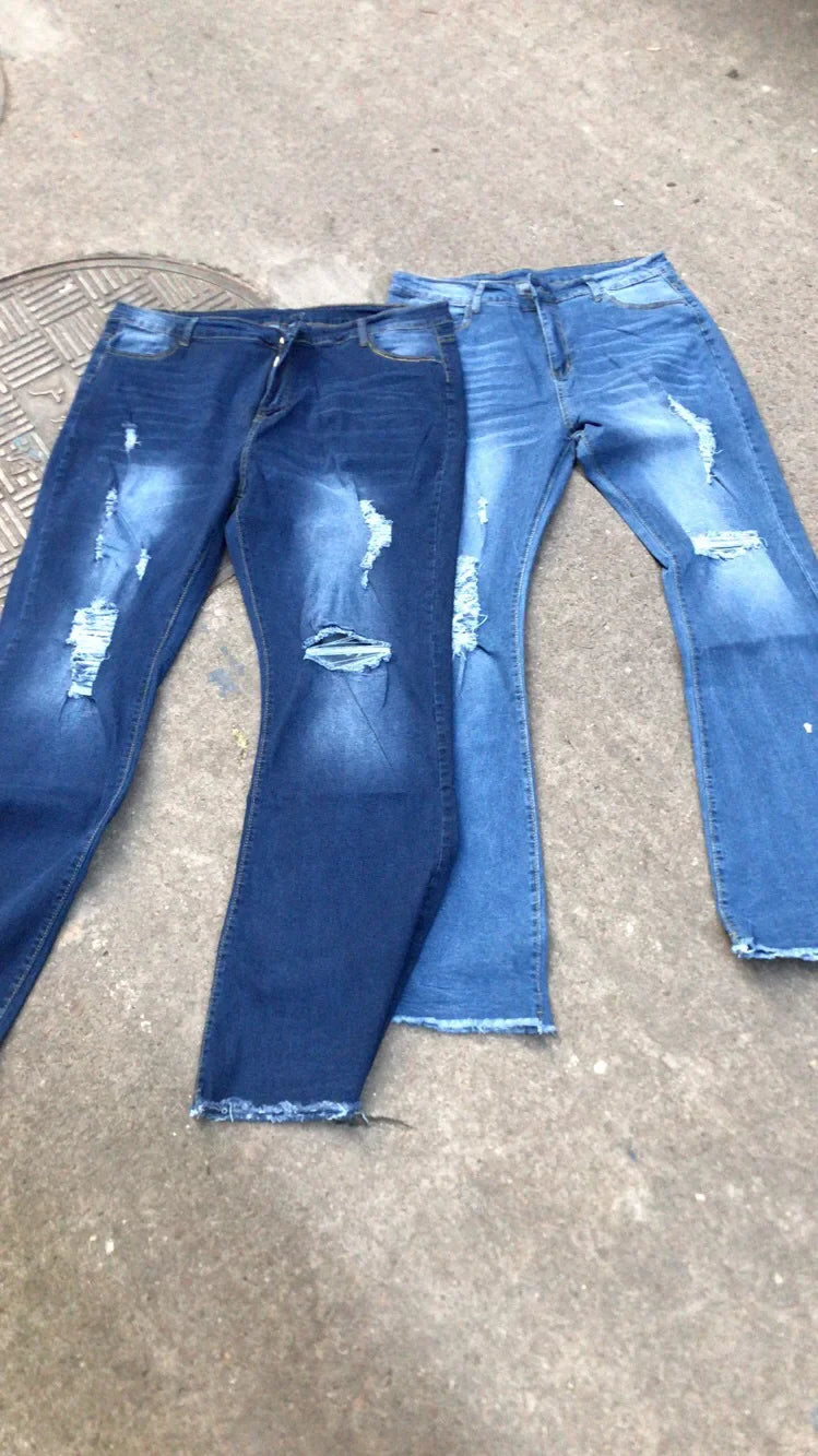 Jeans Zampa Elefante Vita Alta Da Donna Con Strappi Pantaloni Lunghi Super Elastici Design Lavato Origine Cinese