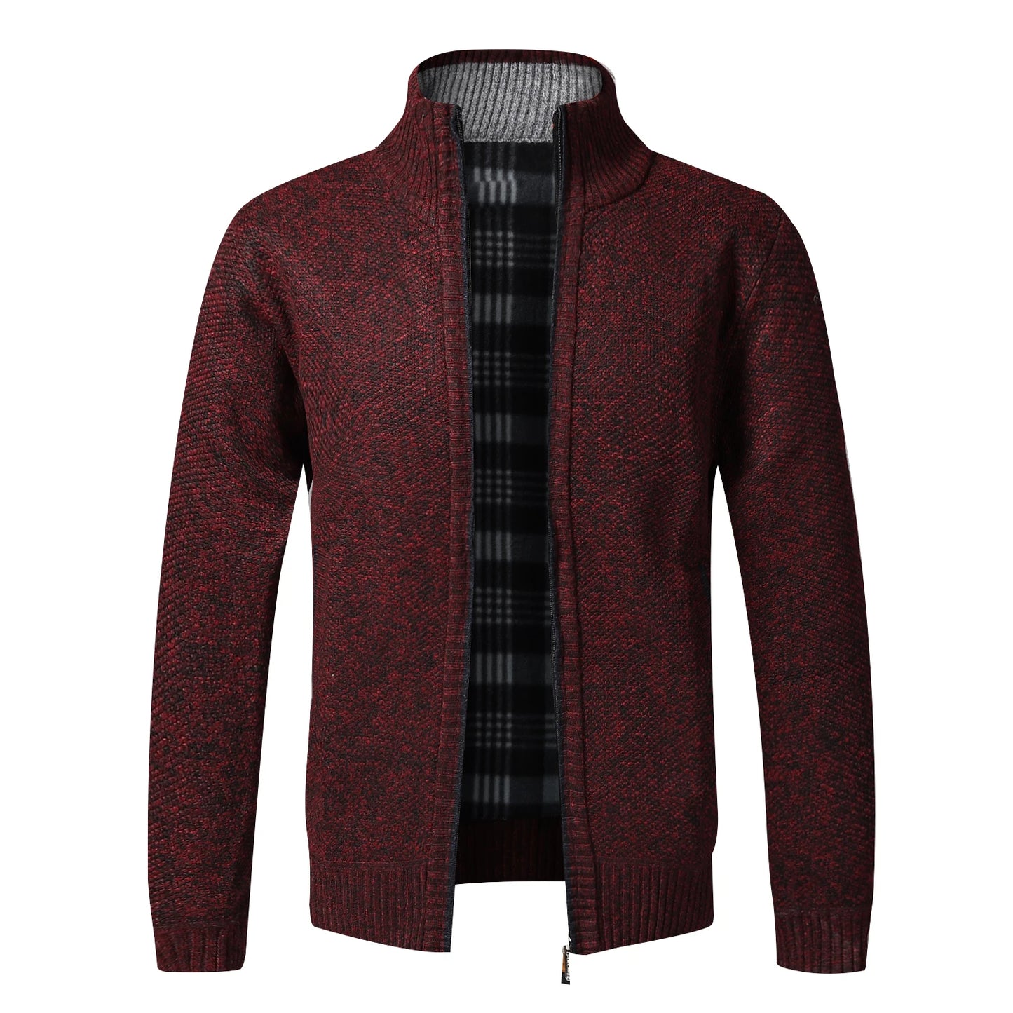 Cardigan Caldo Uomo In Pile Con Zip Slim Fit Lusso Lavorato A Maglia Per Autunno Inverno