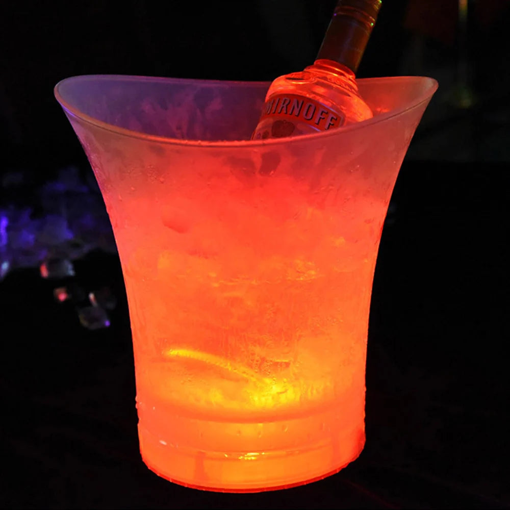 Secchiello Per Il Ghiaccio LED Da 5L Impermeabile In Plastica 6 Colori Illumina Bar Discoteche Night Party