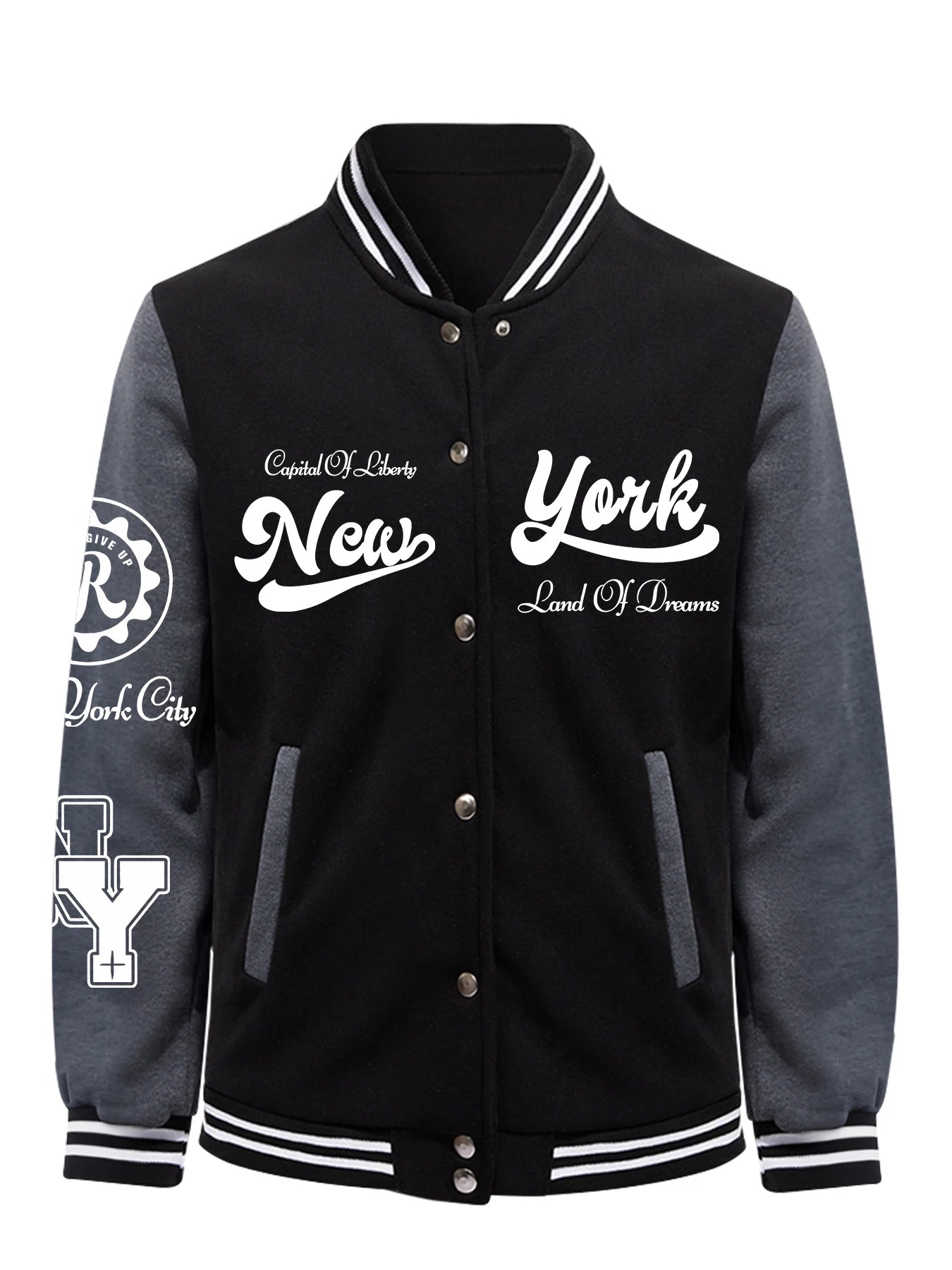 New York Land Of Dreams Maglia Da Baseball Da Uomo Morbida Retro Cappotto In Pile Autunno Giacche Americane Alla Moda