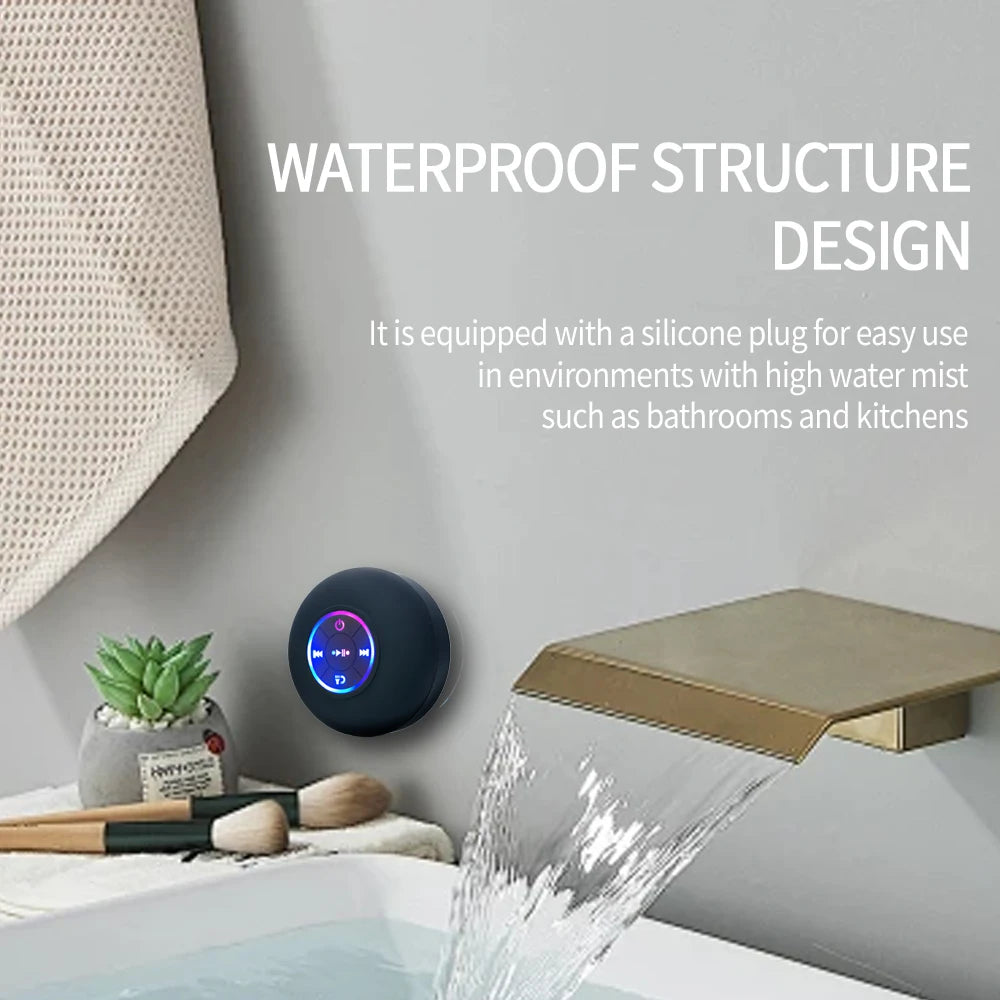 Altoparlante Bluetooth Portatile Impermeabile IPX4 Con LED Microfono E Ventosa Ideale Per Viaggi Outdoor E Bagno
