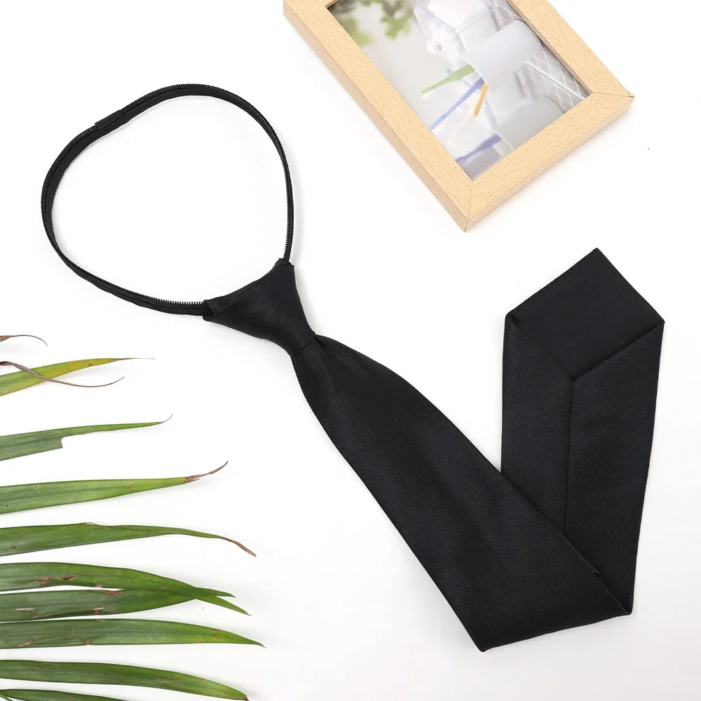 Cravatta Unisex Nera Con Clip Per Camicia Uniforme Da Stewards Matte Adatta A Uomo E Donna