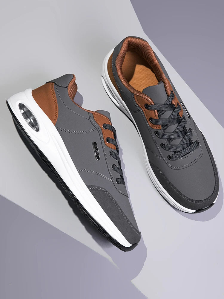 Scarpe Sportive Da Uomo Impermeabili In Pelle Casual Antiscivolo Da Passeggio E Tennis Con Aumento Di Altezza