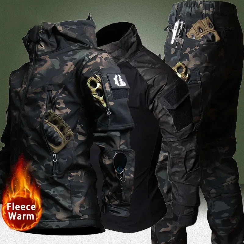 Set Uniformi Tattiche Uomo In Pile Combattimento Tuta Caccia Multicam Mimetica All Aperto Pantaloni Cargo Softair