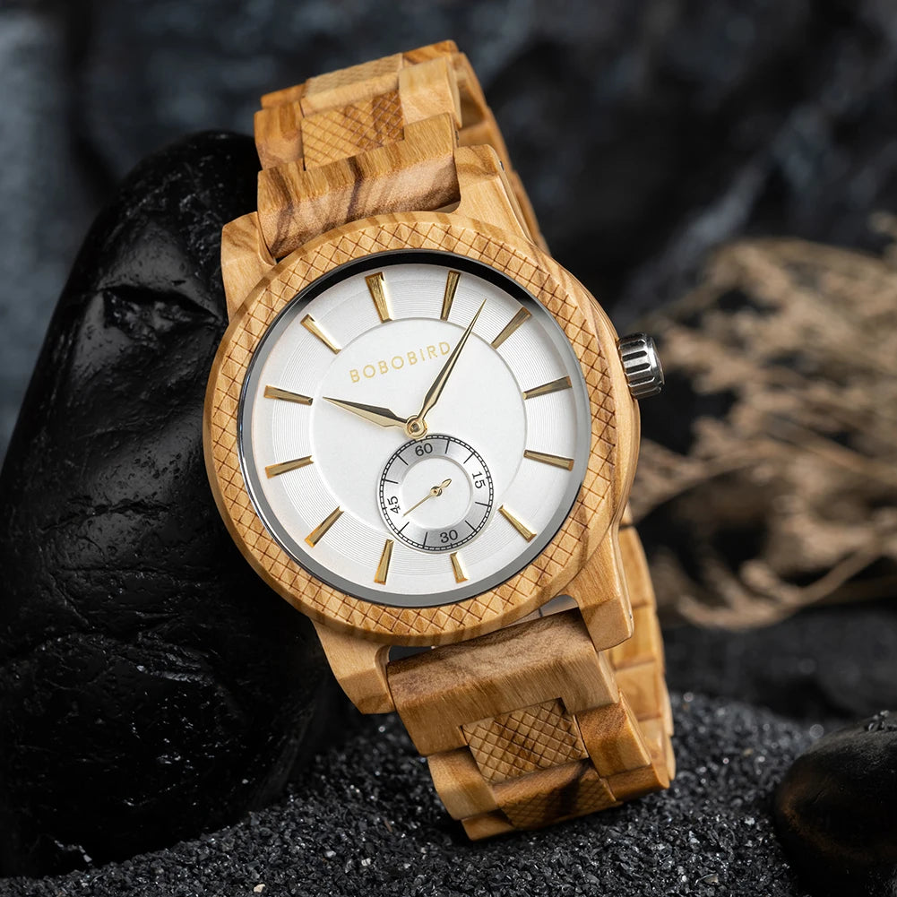 BOBOBIRD Orologio In Legno Da Uomo Personalizzato Nome Testo Sulla Custodia Posteriore Orologio Quarzo Scatola Regalo