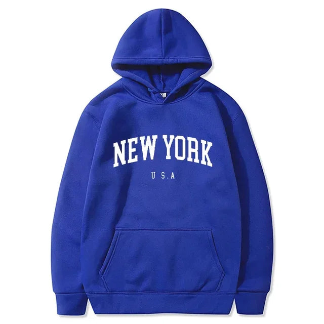 Felpe Con Cappuccio Uomo Donna New York City Stampe Lettere Grafica Casual Harajuku Pullover Abbigliamento Sportivo