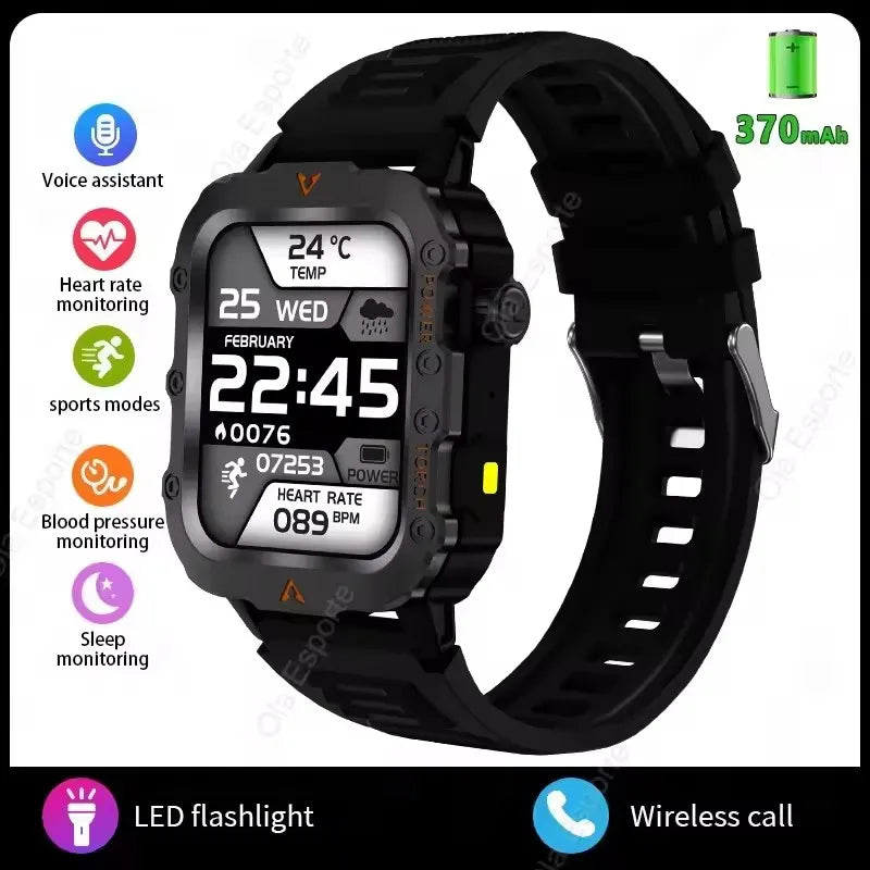 Smartwatch Militare Robusto 2026 Con GPS Chiamate Bluetooth Monitoraggio Salute Fitness Impermeabile 5ATM Per Uomo HW12