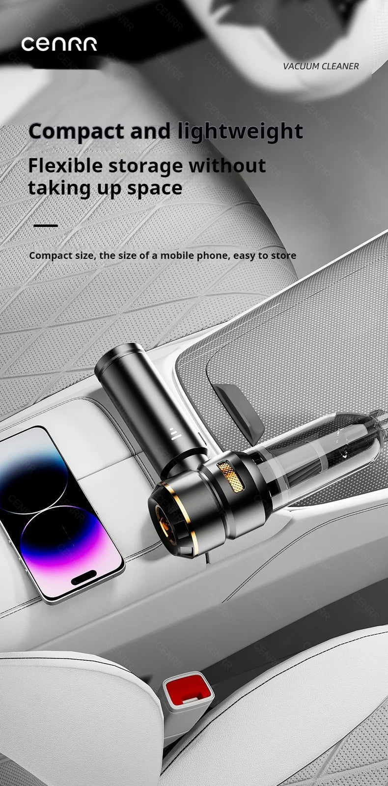 Cenrr 998000 Aspirapolvere Per Auto Senza Fili Potente Portatile Con Accessori Auto E Pulitore Universale