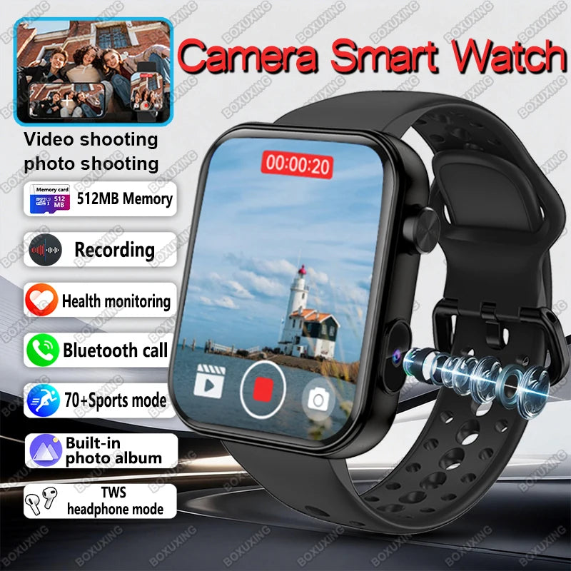 Nuovo Smartwatch Fotocamera per Uomo e Donna Registrazione Foto e Video Fitness Salute Impermeabile Chiamate Bluetooth