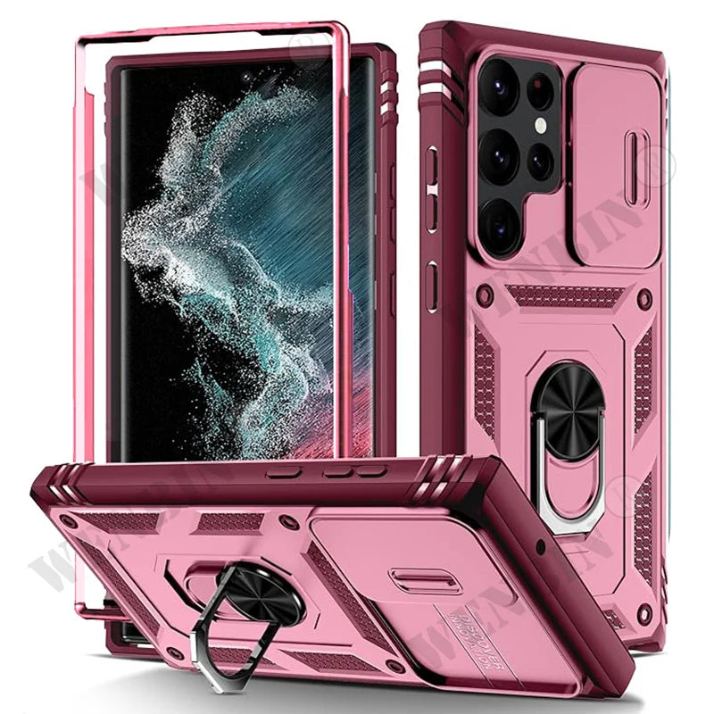 Custodia Resistente Con Cavalletto 360 Gradi Per Samsung S26 Ultra S25 S24 S23 Plus 5G Con Fotocamera Esterna