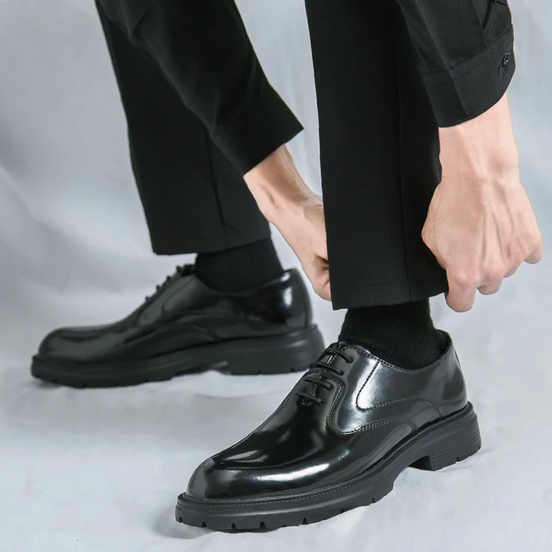 Scarpe Da Uomo In Pelle Con Suola Spessa Formali Da Lavoro Oxford Classiche Fatto A Mano Calzature Casual