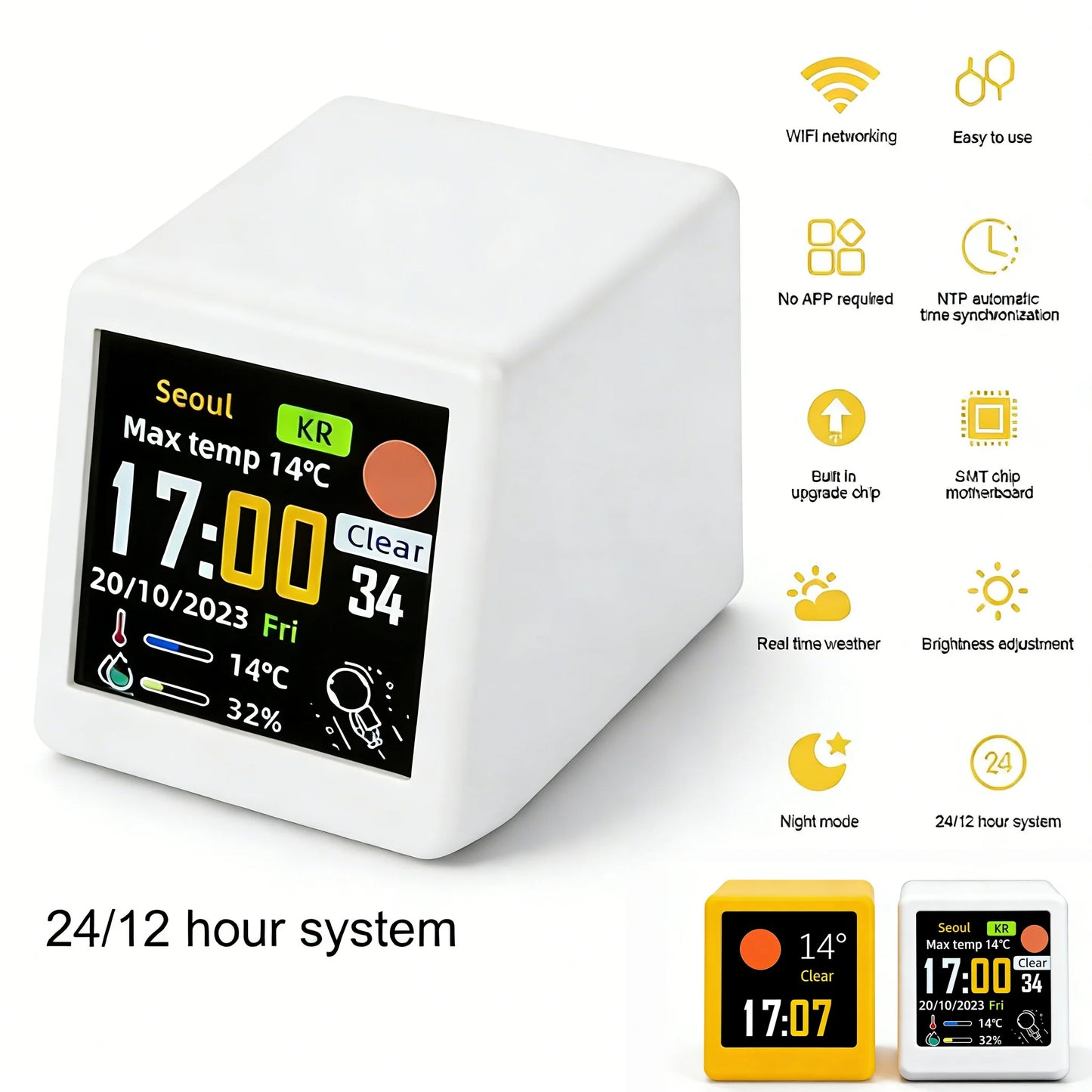 Orologio Digitale Da Tavolo Con Stazione Meteorologica WiFi Temperatura Umidità E Previsioni Meteo Per Arredamento