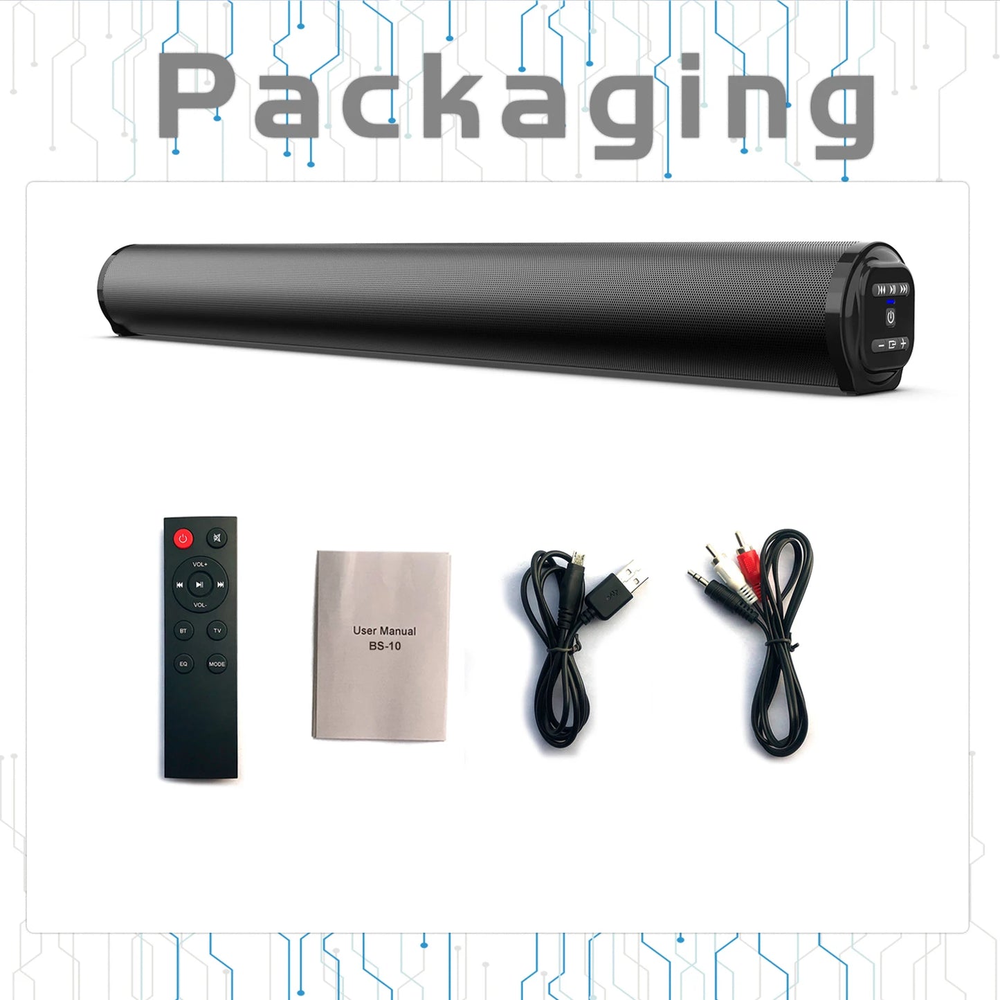 Barra Audio Bluetooth 5.1 Per TV E PC Cablata E Wireless Con Ingresso RCA Batteria Integrata Home Theater