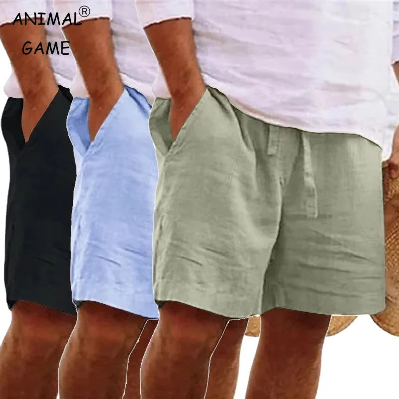 Nuovi Pantaloni Corti Estivi Leggeri Da Uomo In Cotone Tinta Unita Per Spiaggia Outdoor Traspiranti