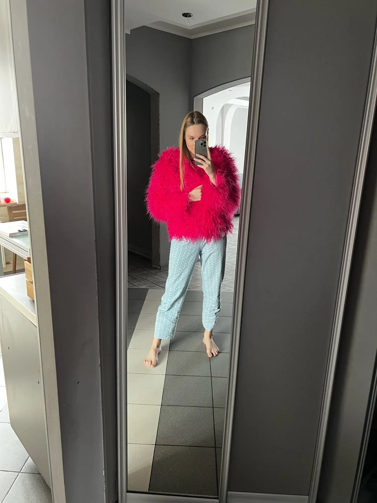 Cappotto Pelliccia Sintetica Rosa Donna Autunno Inverno Elegante Caldo Spesso Morbido Lavorazione A Maglia