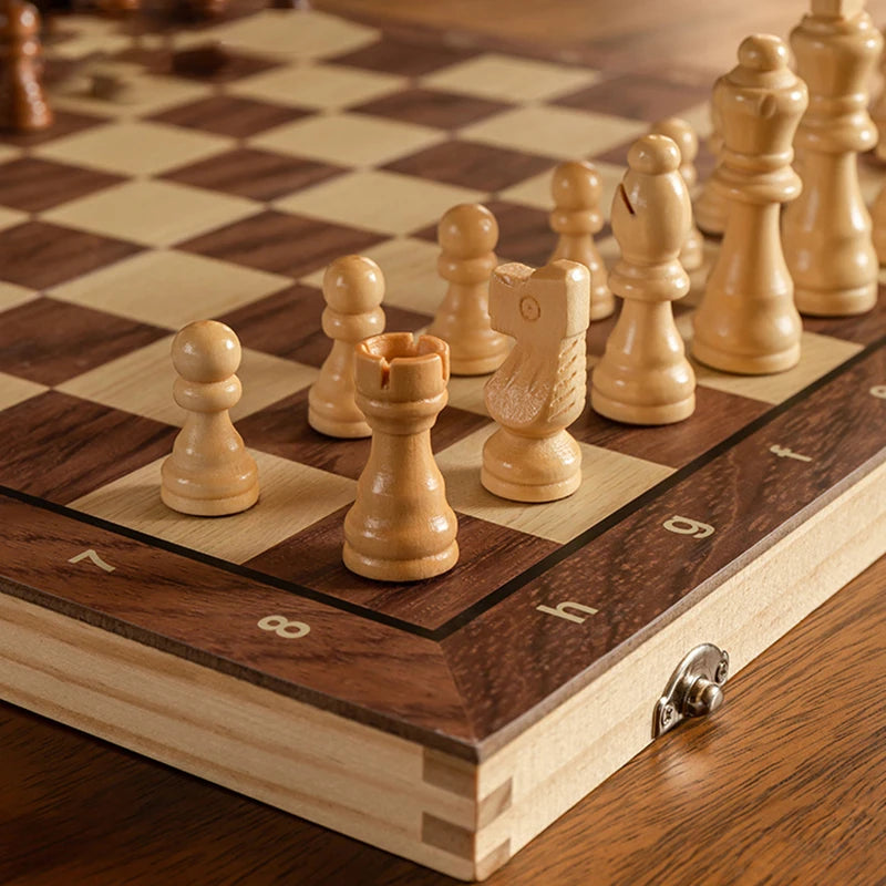 Set Scacchi Scacchiera Pieghevole Magnetica in Legno Massello Giochi Educativi per Studenti e Bambini Regalo Natale