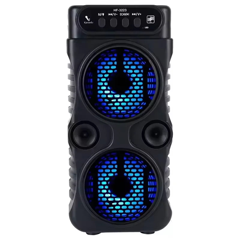 Altoparlante Wireless Esterno Portatile Doppio Subwoofer Tre Pollici Bass Boost Radio FM Scheda TF USB Karaoke Domestico