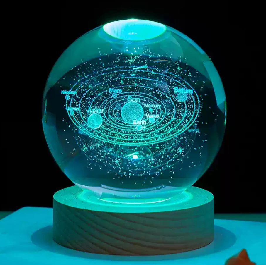 Decorazione Della Stanza Con Sfera Di Cristallo 3D E Base Led Per Luce Ambientale Nel Soggiorno