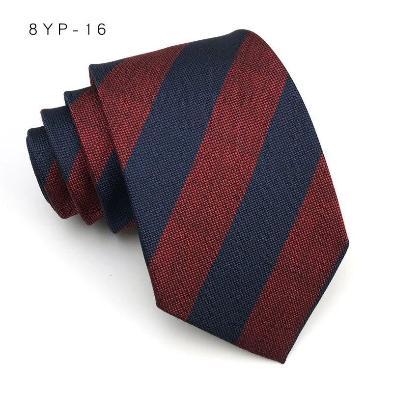 Cravatta Da Uomo 8 Cm In Poliestere Jacquard A Righe Classica Per Matrimonio E Affari Ascot YISHLINE