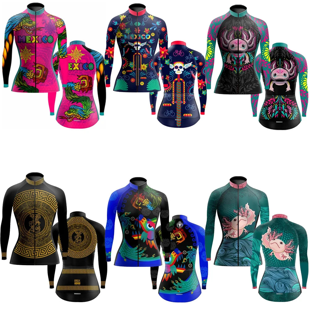 Downorup Maglia Ciclismo Donna Manica Lunga Tutta La Stagione Pile Caldo Leggera Modello L001