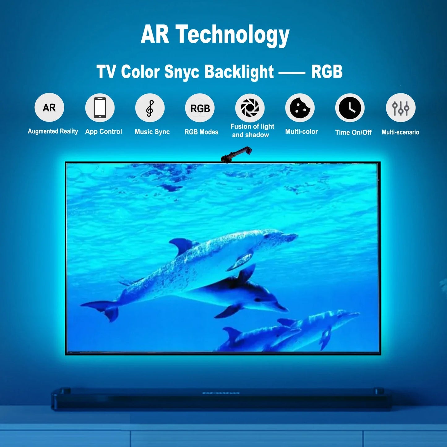 Retroilluminazione A LED Per TV 55 75 Pollici Fotocamera Strisce RGBIC Sincronizzazione Schermo Musica Decorazione Stanza
