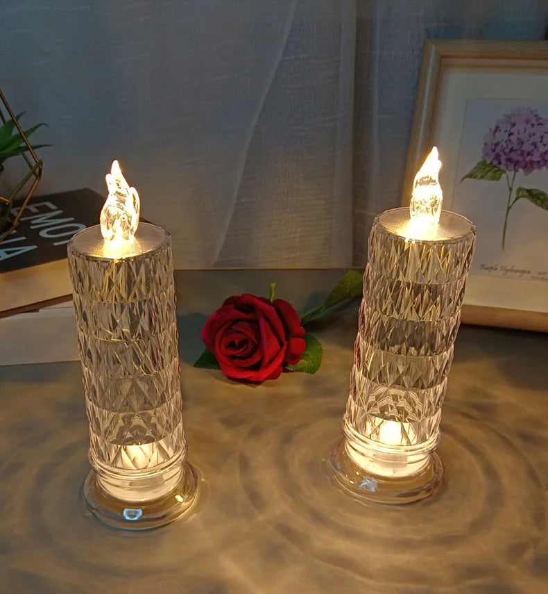 Lampada Da Tavolo LED In Cristallo Proiezione Rosa Luce Romantica Diamanti Notturni Per Decorazioni Natalizie In Letto