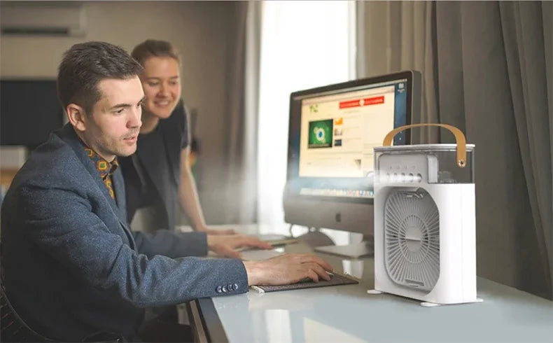 Raffreddatore D'Aria Portatile Con Ventilatore A Tre Velocità Umidificatore Luci Notturne LED Per Ufficio Casa Moderna