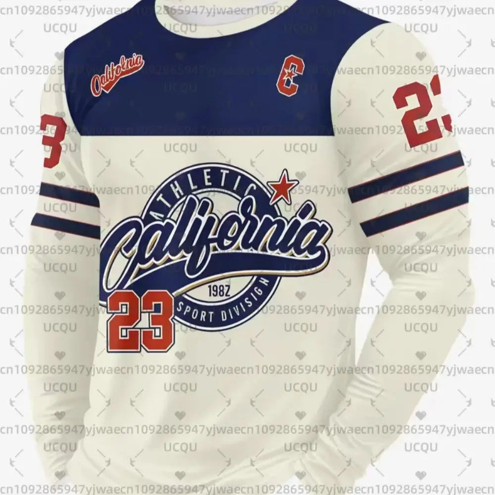 T Shirt Grafica California Numero 23 Da Uomo Maniche Lunghe Autunno Attivita All Aperto Traspirante In Poliestere