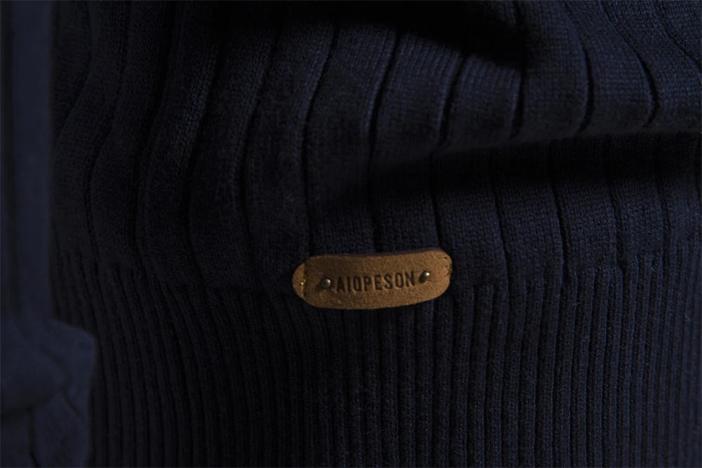 Maglione Uomo Cotone Con Cerniera Autunno Inverno Colletto Coreano Alta Qualità Caldo