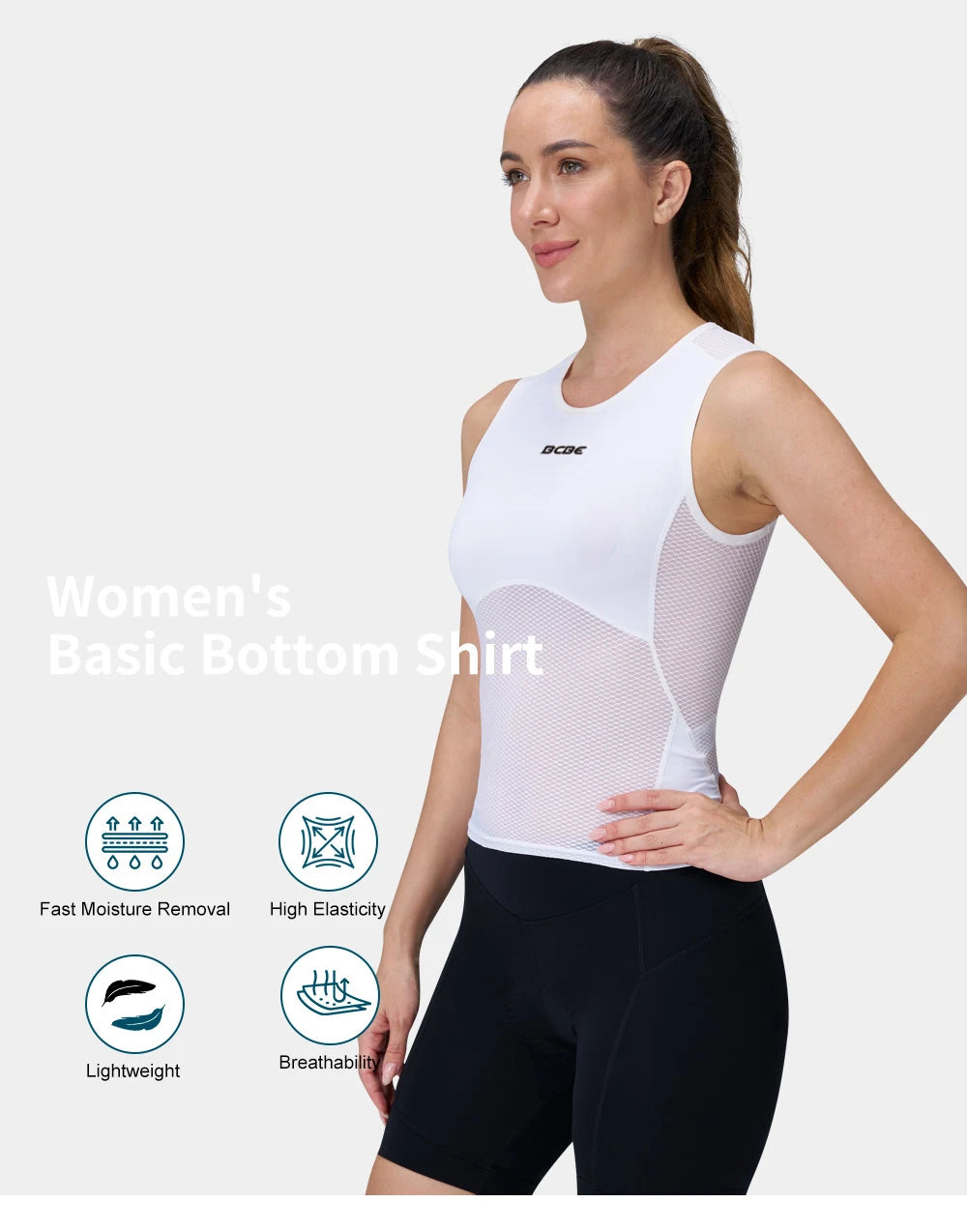 Base Da Ciclismo Da Donna Traspirante Con Asciugatura Rapida In Mesh Alta Qualità BCBE