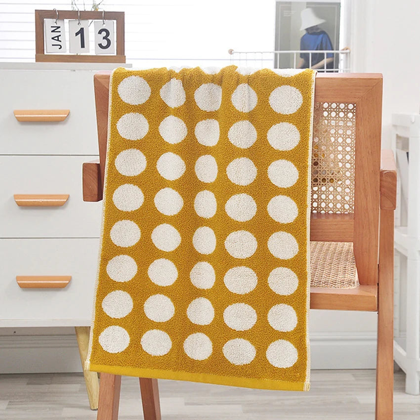 Asciugamano Viso In Cotone Morbido Stile Retrò Cuore Stelle Pois Super Assorbente 34x74 Cm Adulti E Bambini