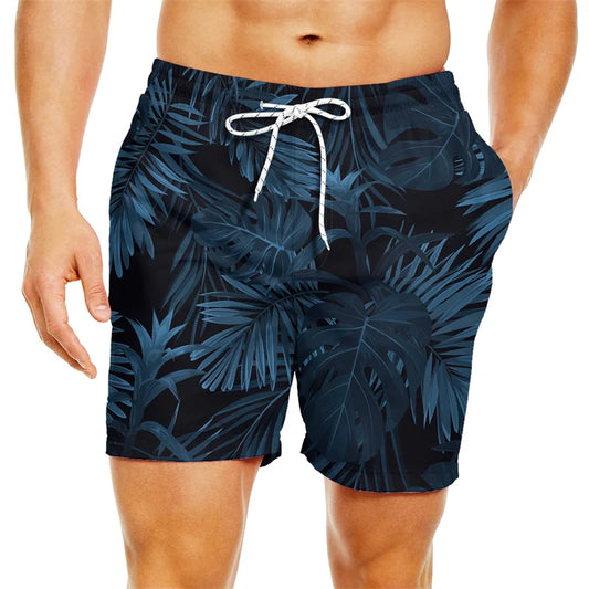Pantaloncini Da Spiaggia Da Uomo Con Grafica Palma Tropicale E Piante In 3D Surf Hawaii Oversize