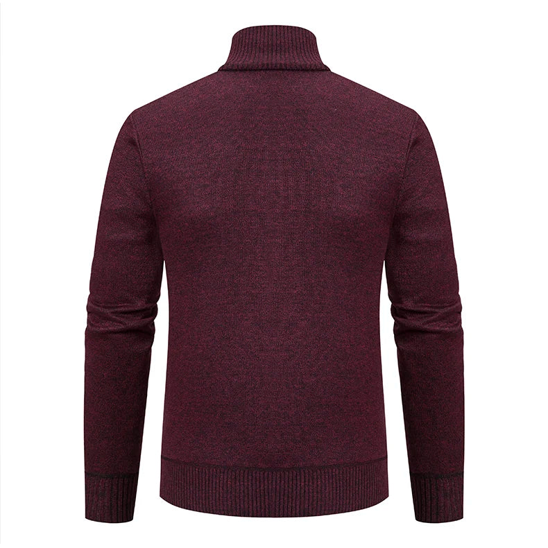 Giacca Ispessita Uomo Autunno Inverno Calda Linea Tendenza Colletto Mandarino Cardigan Lavorato A Maglia Cappotto