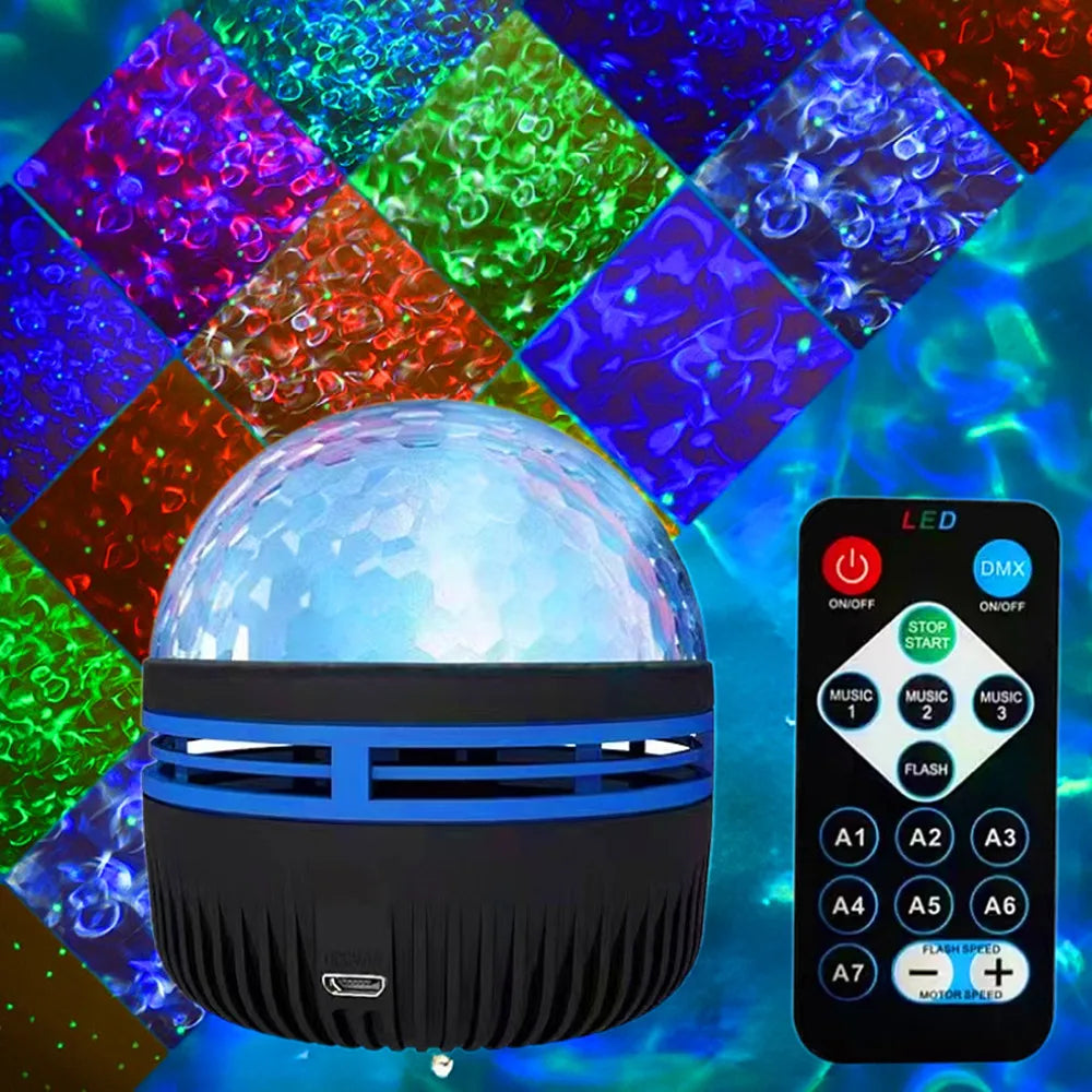 Proiettore Galaxy USB 5V Luci Notturne Colorate Rotante a 360 Gradi con Telecomando per Home Theater e Decorazione Stanza